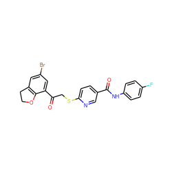 O=C(Nc1ccc(F)cc1)c1ccc(SCC(=O)c2cc(Br)cc3c2OCC3)nc1 ZINC000261071990