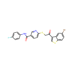 O=C(Nc1ccc(F)cc1)c1ccc(SCC(=O)c2csc3ccc(Br)cc23)nc1 ZINC000261156331