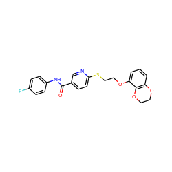 O=C(Nc1ccc(F)cc1)c1ccc(SCCOc2cccc3c2OCCO3)nc1 ZINC000144986066