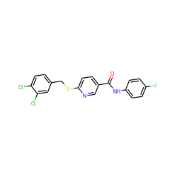 O=C(Nc1ccc(F)cc1)c1ccc(SCc2ccc(Cl)c(Cl)c2)nc1 ZINC000145209379