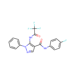 O=C(Nc1ccc(F)cc1)c1cnn(-c2ccccc2)c1NC(=O)C(F)(F)F ZINC000473247820