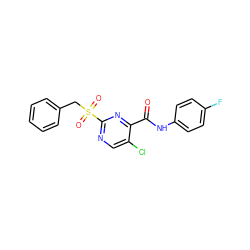 O=C(Nc1ccc(F)cc1)c1nc(S(=O)(=O)Cc2ccccc2)ncc1Cl ZINC000006748082