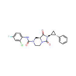 O=C(Nc1ccc(F)cc1Cl)N1CCN2C(=O)N([C@H]3C[C@@H]3c3ccccc3)C(=O)[C@@H]2C1 ZINC000072176764