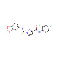 O=C(Nc1ccc(F)cc1Cl)c1ccn(C(=S)Nc2ccc3c(c2)OCO3)n1 ZINC000473084229