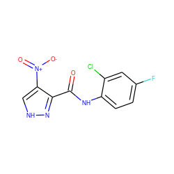 O=C(Nc1ccc(F)cc1Cl)c1n[nH]cc1[N+](=O)[O-] ZINC000473093452