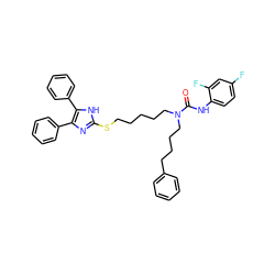 O=C(Nc1ccc(F)cc1F)N(CCCCCSc1nc(-c2ccccc2)c(-c2ccccc2)[nH]1)CCCCc1ccccc1 ZINC000027102559