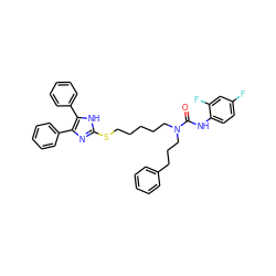 O=C(Nc1ccc(F)cc1F)N(CCCCCSc1nc(-c2ccccc2)c(-c2ccccc2)[nH]1)CCCc1ccccc1 ZINC000027101528