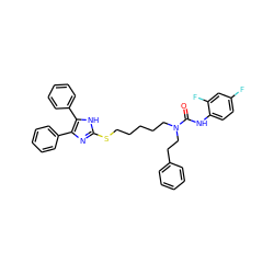 O=C(Nc1ccc(F)cc1F)N(CCCCCSc1nc(-c2ccccc2)c(-c2ccccc2)[nH]1)CCc1ccccc1 ZINC000027092804