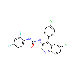 O=C(Nc1ccc(F)cc1F)Nc1cnc2ccc(Cl)cc2c1-c1ccc(Cl)cc1 ZINC000013737637