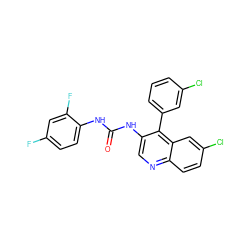 O=C(Nc1ccc(F)cc1F)Nc1cnc2ccc(Cl)cc2c1-c1cccc(Cl)c1 ZINC000013737636