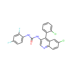 O=C(Nc1ccc(F)cc1F)Nc1cnc2ccc(Cl)cc2c1-c1ccccc1Cl ZINC000003803522