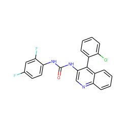 O=C(Nc1ccc(F)cc1F)Nc1cnc2ccccc2c1-c1ccccc1Cl ZINC000013737642