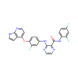 O=C(Nc1ccc(F)cc1F)c1nccnc1Nc1ccc(Oc2ccnc3[nH]ccc23)c(F)c1 ZINC000049088210