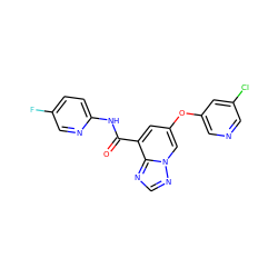 O=C(Nc1ccc(F)cn1)c1cc(Oc2cncc(Cl)c2)cn2ncnc12 ZINC001772657308