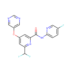 O=C(Nc1ccc(F)cn1)c1cc(Oc2cncnc2)cc(C(F)F)n1 ZINC000148259532