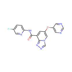 O=C(Nc1ccc(F)cn1)c1cc(Oc2cncnc2)cn2cnnc12 ZINC001772637445