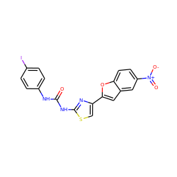 O=C(Nc1ccc(I)cc1)Nc1nc(-c2cc3cc([N+](=O)[O-])ccc3o2)cs1 ZINC000473086102