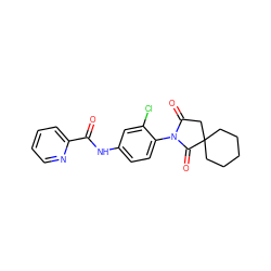 O=C(Nc1ccc(N2C(=O)CC3(CCCCC3)C2=O)c(Cl)c1)c1ccccn1 ZINC000066139475