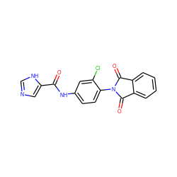 O=C(Nc1ccc(N2C(=O)c3ccccc3C2=O)c(Cl)c1)c1cnc[nH]1 ZINC000473160553