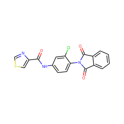 O=C(Nc1ccc(N2C(=O)c3ccccc3C2=O)c(Cl)c1)c1cscn1 ZINC000102990398