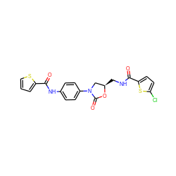 O=C(Nc1ccc(N2C[C@@H](CNC(=O)c3ccc(Cl)s3)OC2=O)cc1)c1cccs1 ZINC000113062654