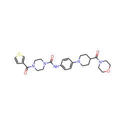 O=C(Nc1ccc(N2CCC(C(=O)N3CCOCC3)CC2)cc1)N1CCN(C(=O)c2ccsc2)CC1 ZINC000169708441