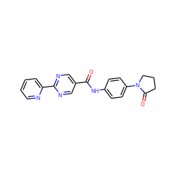 O=C(Nc1ccc(N2CCCC2=O)cc1)c1cnc(-c2ccccn2)nc1 ZINC001350072478