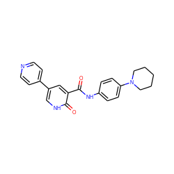 O=C(Nc1ccc(N2CCCCC2)cc1)c1cc(-c2ccncc2)c[nH]c1=O ZINC000071329065