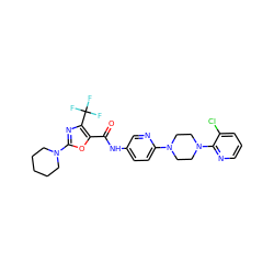 O=C(Nc1ccc(N2CCN(c3ncccc3Cl)CC2)nc1)c1oc(N2CCCCC2)nc1C(F)(F)F ZINC000096286498