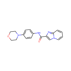 O=C(Nc1ccc(N2CCOCC2)cc1)c1cn2ccccc2n1 ZINC000004902178