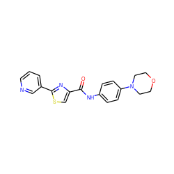 O=C(Nc1ccc(N2CCOCC2)cc1)c1csc(-c2cccnc2)n1 ZINC000029047040