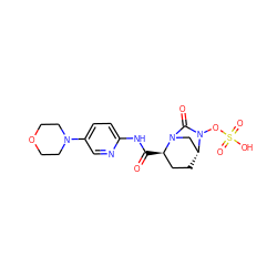 O=C(Nc1ccc(N2CCOCC2)cn1)[C@@H]1CC[C@@H]2CN1C(=O)N2OS(=O)(=O)O ZINC000096168634