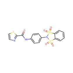 O=C(Nc1ccc(N2S(=O)(=O)c3ccccc3S2(=O)=O)cc1)c1nccs1 ZINC000073158115