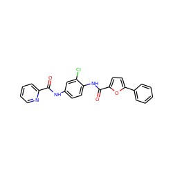 O=C(Nc1ccc(NC(=O)c2ccc(-c3ccccc3)o2)c(Cl)c1)c1ccccn1 ZINC000082152807