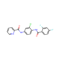 O=C(Nc1ccc(NC(=O)c2ccc(F)cc2F)c(Cl)c1)c1ccccn1 ZINC000082153848