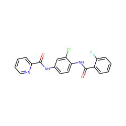 O=C(Nc1ccc(NC(=O)c2ccccc2F)c(Cl)c1)c1ccccn1 ZINC000066078698