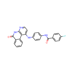 O=C(Nc1ccc(Nc2ccnc3[nH]c(=O)c4ccccc4c23)cc1)c1ccc(F)cc1 ZINC000096269767