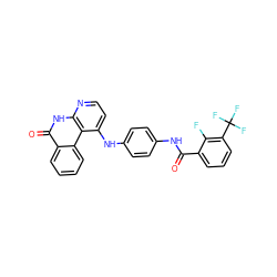 O=C(Nc1ccc(Nc2ccnc3[nH]c(=O)c4ccccc4c23)cc1)c1cccc(C(F)(F)F)c1F ZINC000096269780