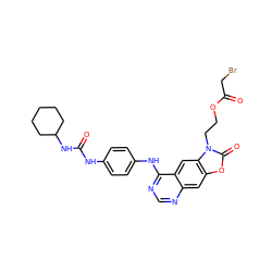 O=C(Nc1ccc(Nc2ncnc3cc4oc(=O)n(CCOC(=O)CBr)c4cc23)cc1)NC1CCCCC1 ZINC001772639502