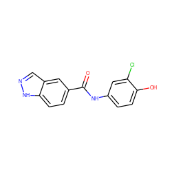 O=C(Nc1ccc(O)c(Cl)c1)c1ccc2[nH]ncc2c1 ZINC000144974078