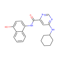 O=C(Nc1ccc(O)c2ccccc12)c1cc(NC2CCCCC2)ncn1 ZINC000149736930