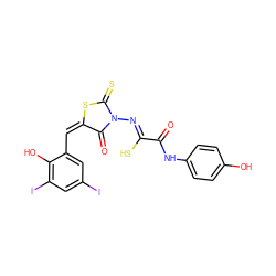 O=C(Nc1ccc(O)cc1)/C(S)=N/N1C(=O)/C(=C\c2cc(I)cc(I)c2O)SC1=S ZINC000095564468