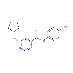 O=C(Nc1ccc(O)cc1)c1cc(NC2CCCC2)ncn1 ZINC000049033002