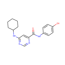 O=C(Nc1ccc(O)cc1)c1cc(NC2CCCCC2)ncn1 ZINC000049032670