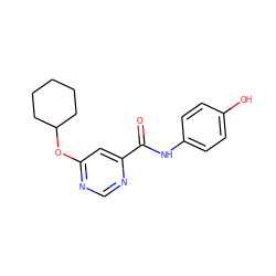 O=C(Nc1ccc(O)cc1)c1cc(OC2CCCCC2)ncn1 ZINC000165322293