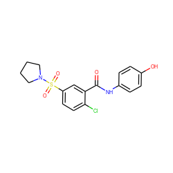 O=C(Nc1ccc(O)cc1)c1cc(S(=O)(=O)N2CCCC2)ccc1Cl ZINC000001144926