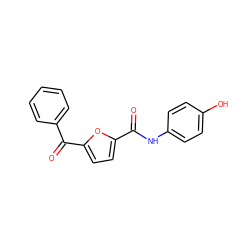 O=C(Nc1ccc(O)cc1)c1ccc(C(=O)c2ccccc2)o1 ZINC000000267422