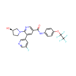 O=C(Nc1ccc(OC(F)(F)C(F)(F)F)cc1)c1cnc(N2CC[C@@H](O)C2)c(-c2cncc(F)c2)c1 ZINC001772643097