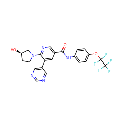 O=C(Nc1ccc(OC(F)(F)C(F)(F)F)cc1)c1cnc(N2CC[C@@H](O)C2)c(-c2cncnc2)c1 ZINC000224372820