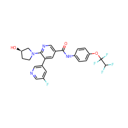 O=C(Nc1ccc(OC(F)(F)C(F)F)cc1)c1cnc(N2CC[C@@H](O)C2)c(-c2cncc(F)c2)c1 ZINC001772590224